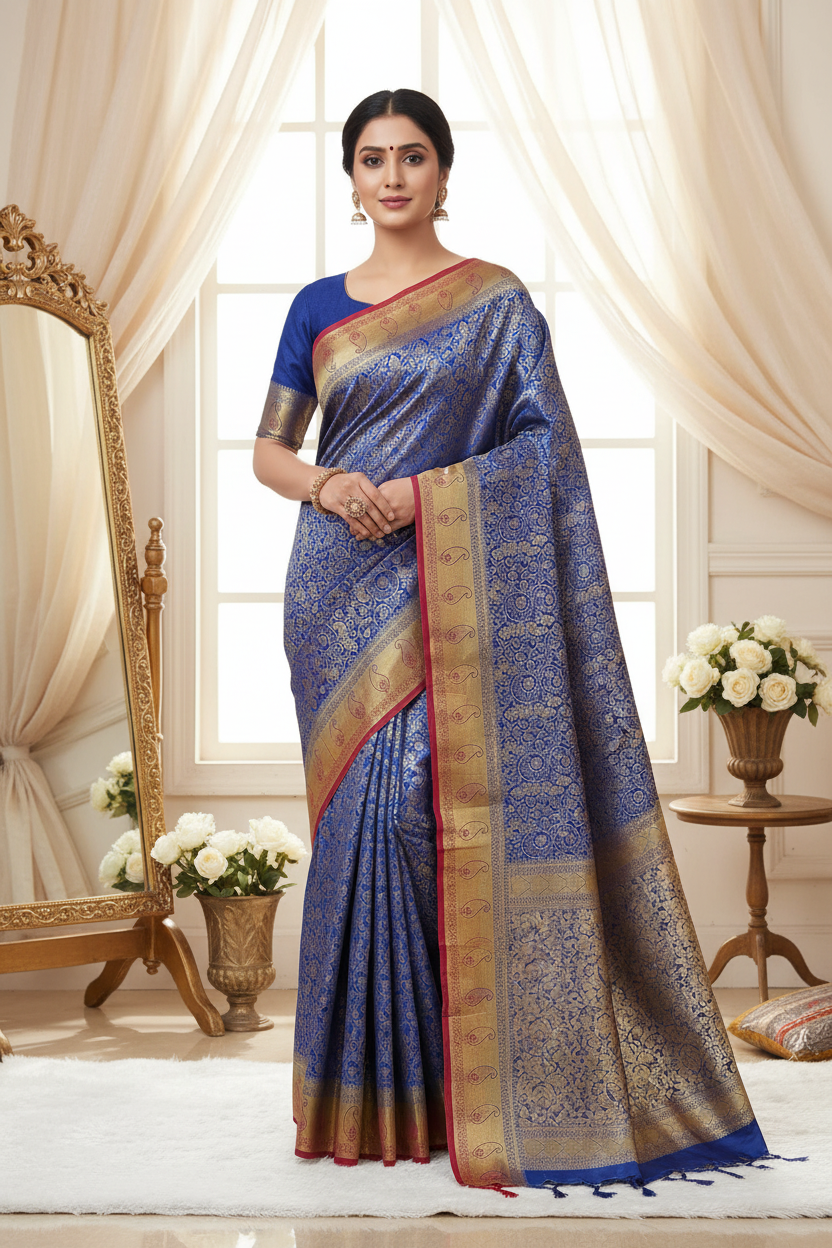 Blue Banarasi saree 