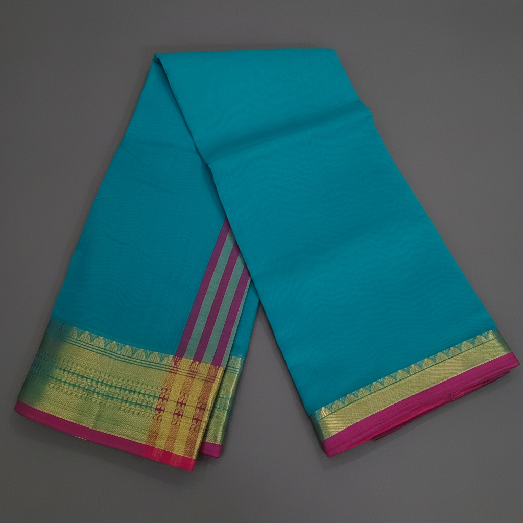 Sky Blue Cotton Saree