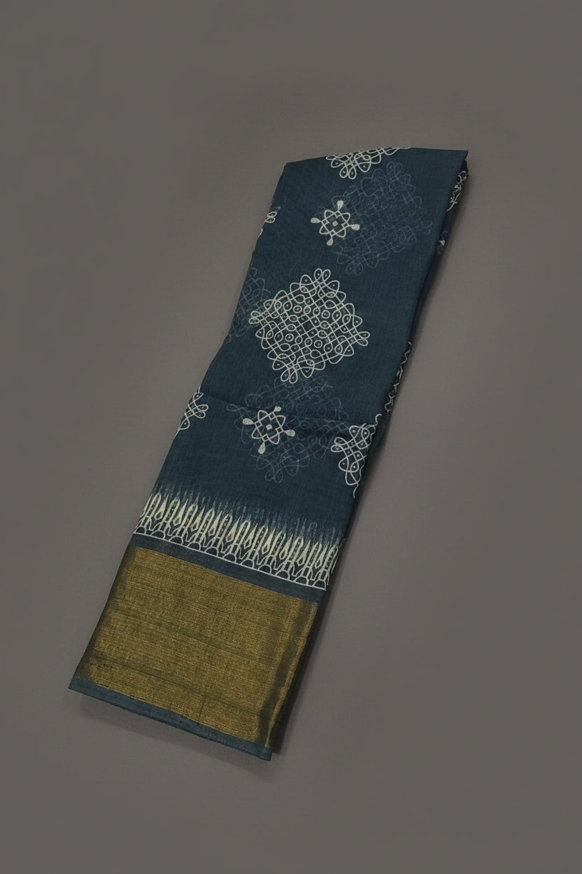 Blue Fancy Cotton Saree