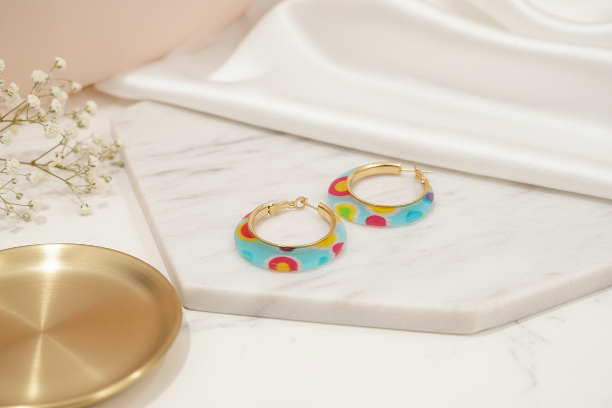 Blue Hoop Earrings 