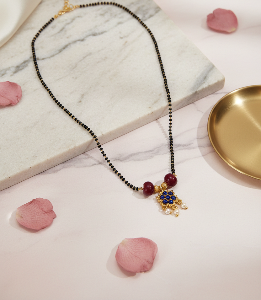 Blue Kemp Pendant Mangalsutra