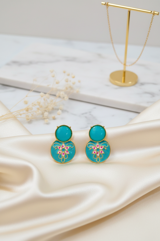 Blue Meenakari Earrings