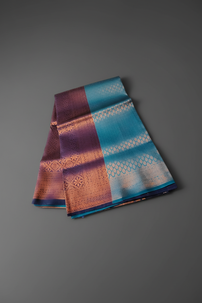 Blue with purple saree