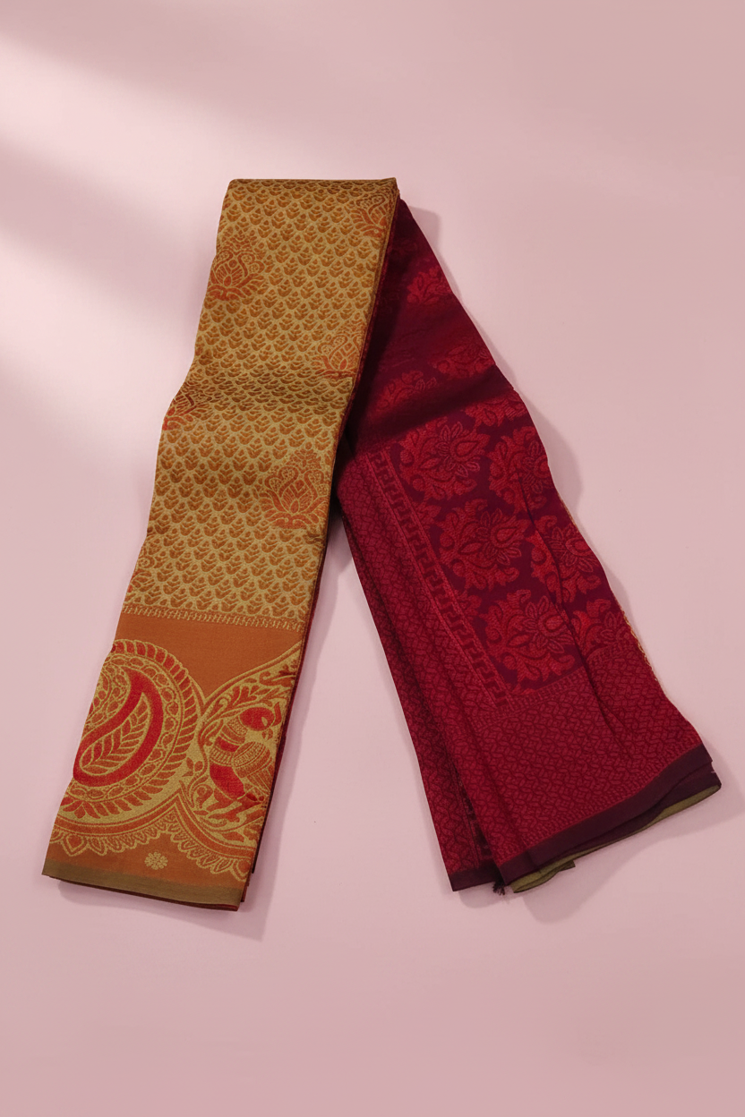 Brown kubera shine saree