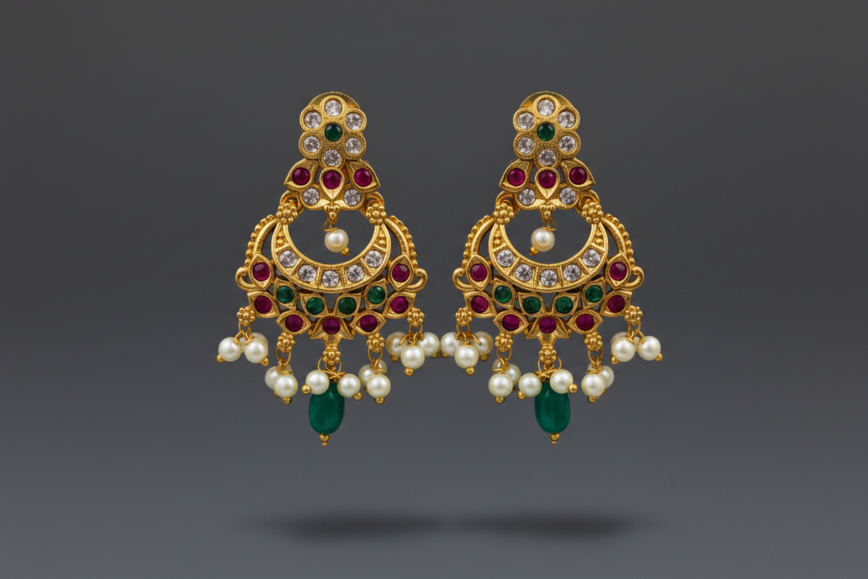Chandbali AD Matte Earrings