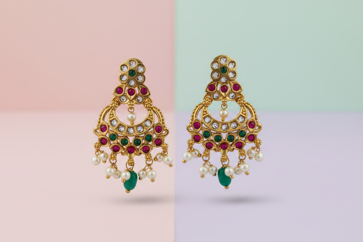 Chandbali AD Matte Earrings