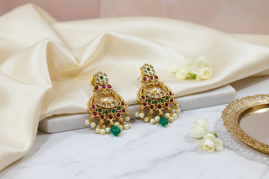 Chandbali AD Matte Earrings