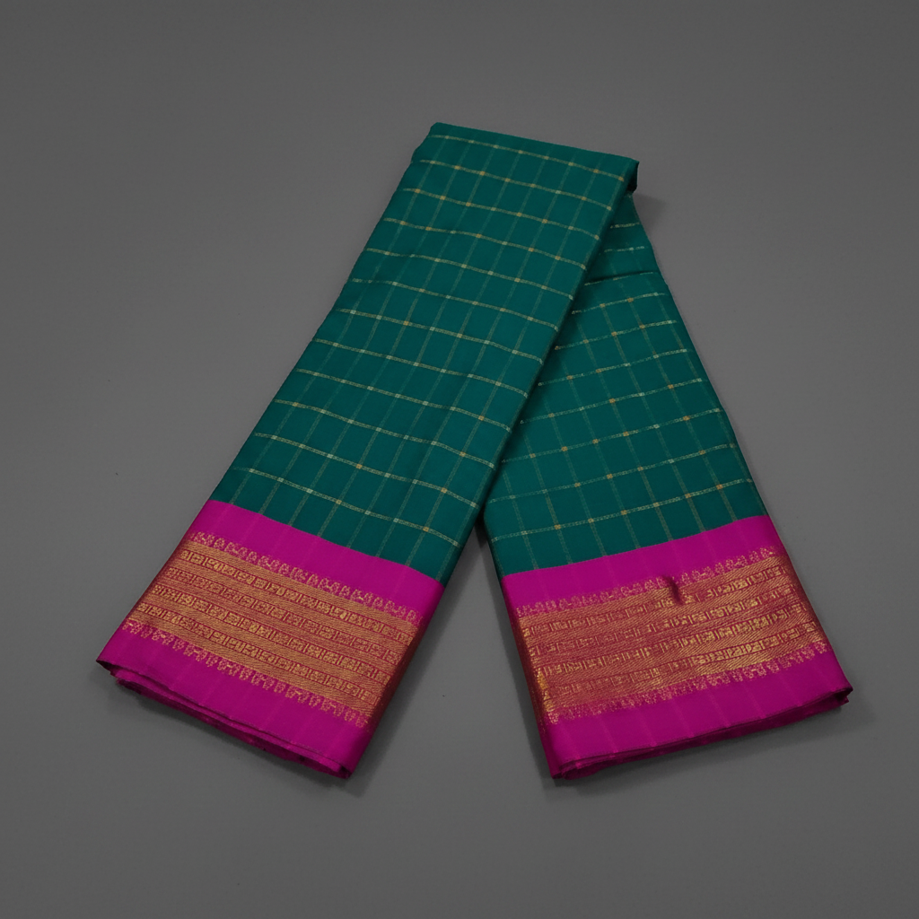 Bottle Green Chettinadu Silk Saree