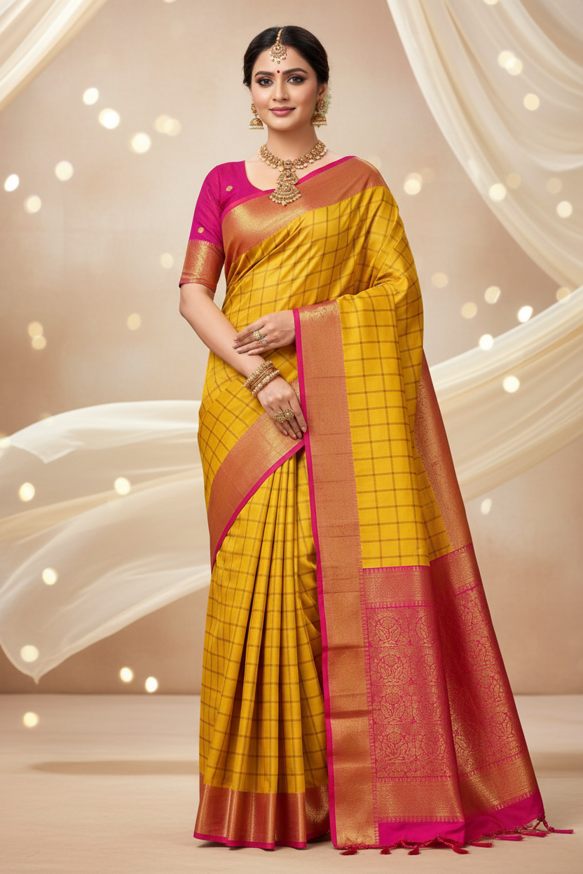 Yellow Chettinadu Silk Saree
