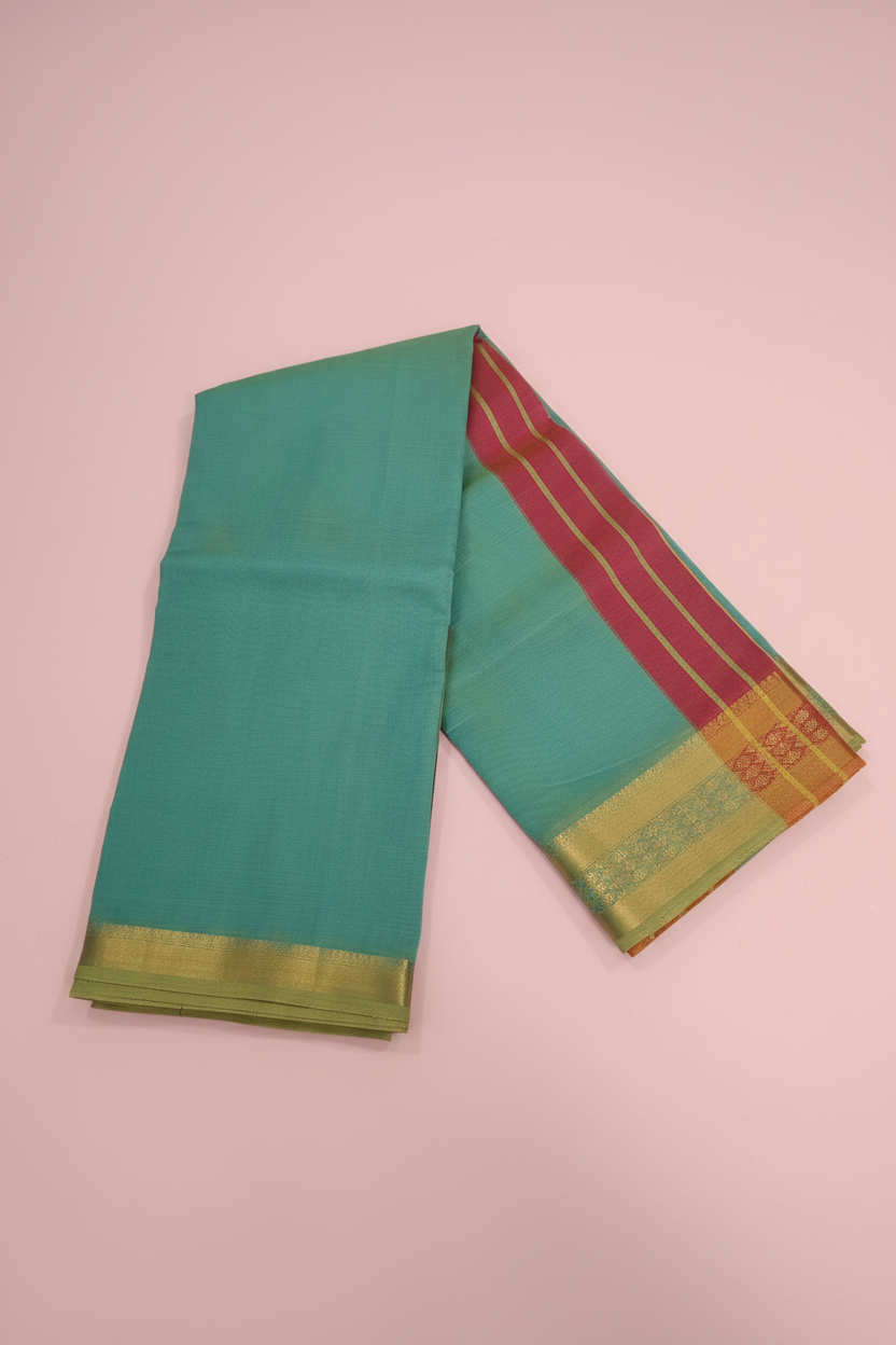 Cotton saree fancy green 
