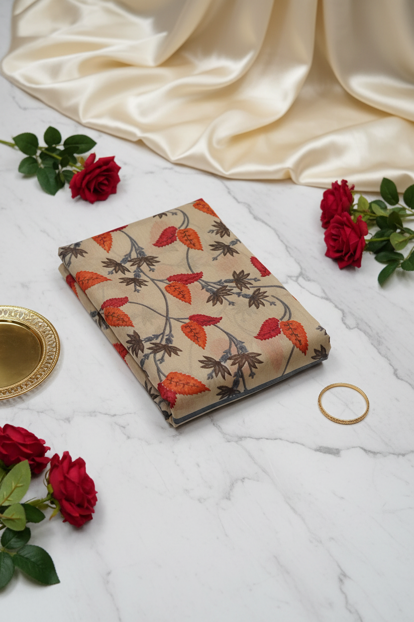 Cream Fancy Cotton Saree