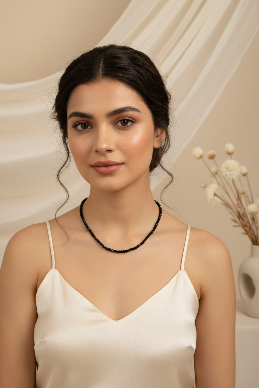 Crystal Black Beaded Chain 