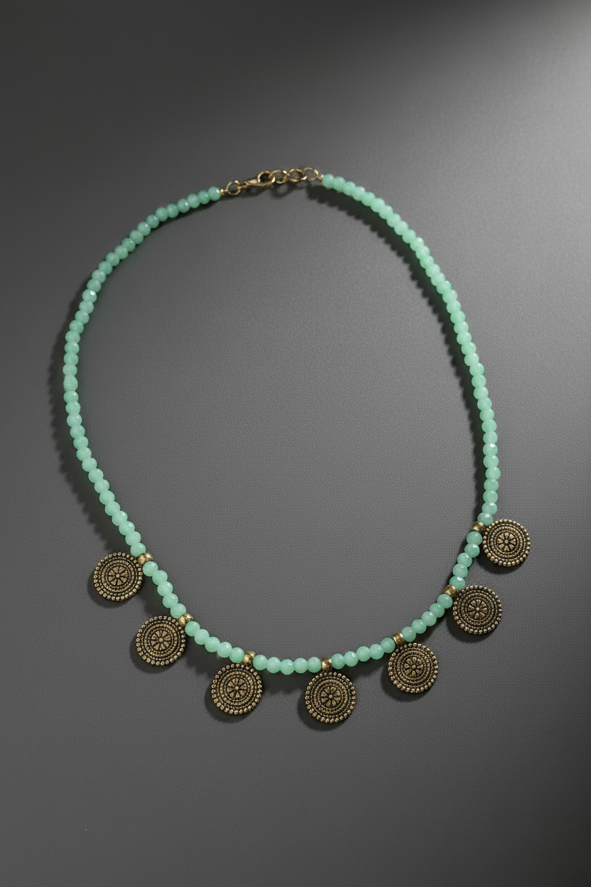 Crystal Coin Pastel Green Chain 