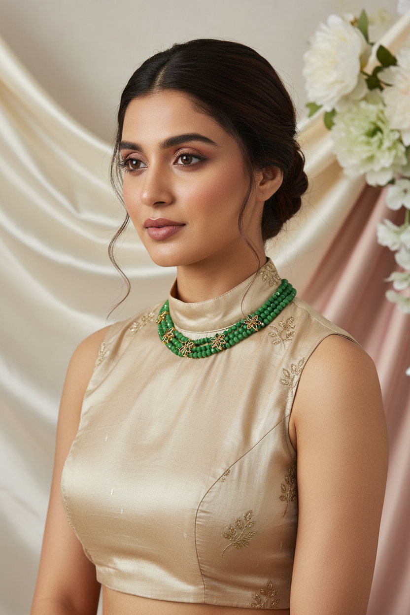 Green Crystal Floral Chain