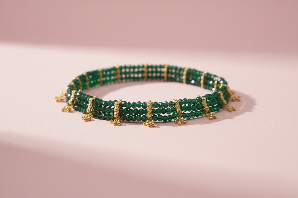 Green Crystal Beads Choker