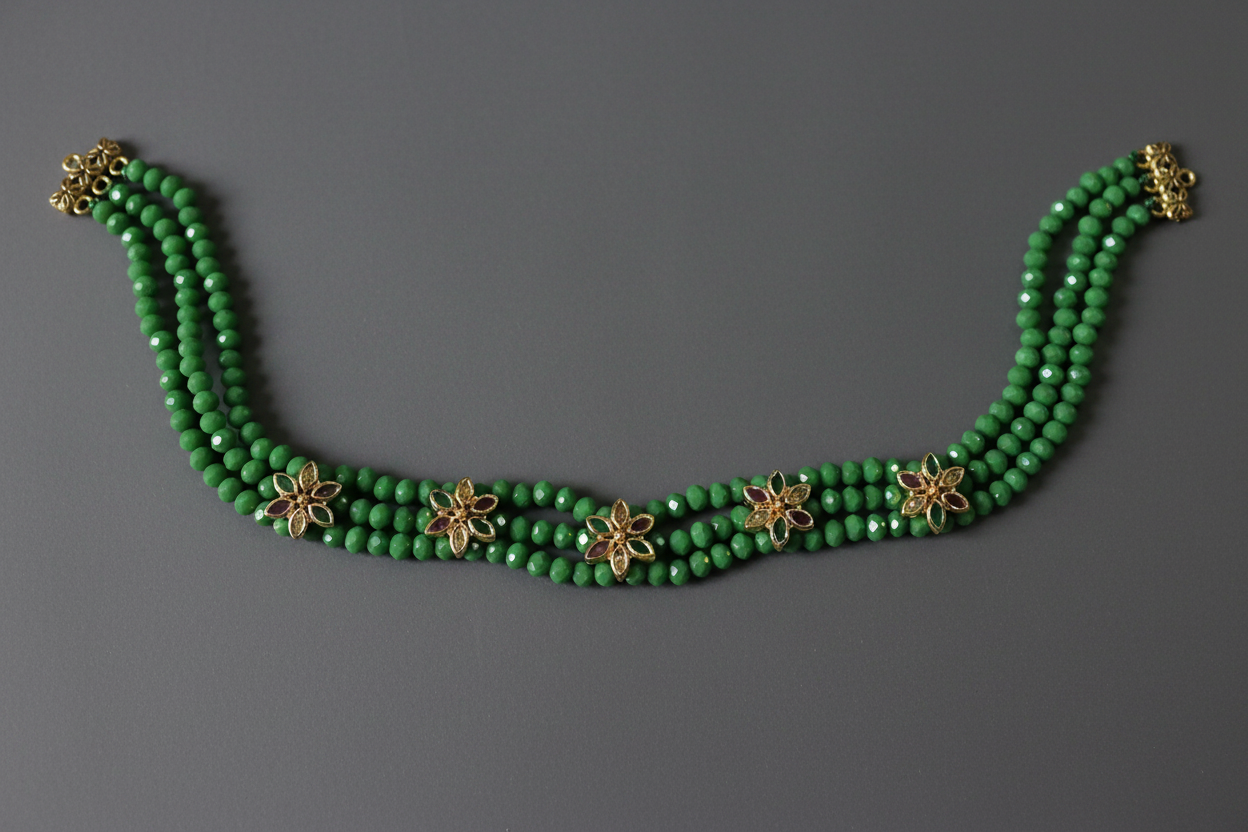 Green Crystal Floral Chain