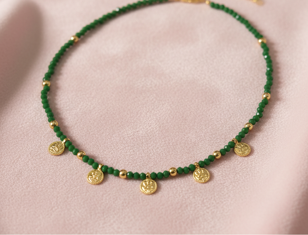 Crystal Green Lakshmi Coin