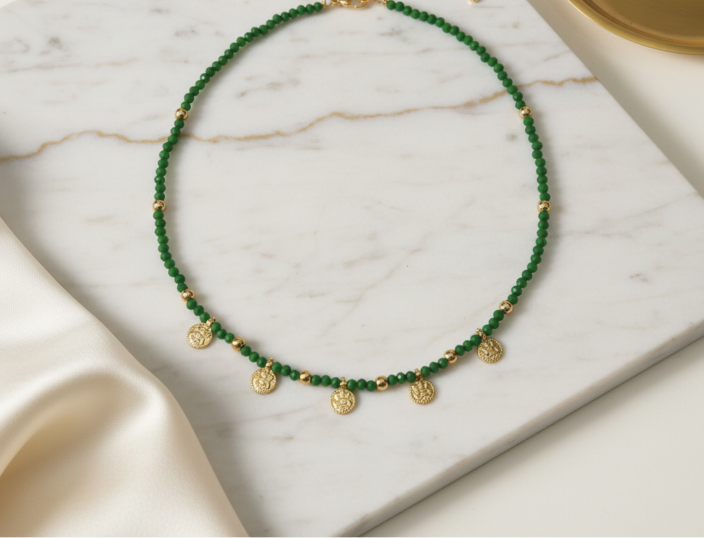 Crystal Green Lakshmi Coin
