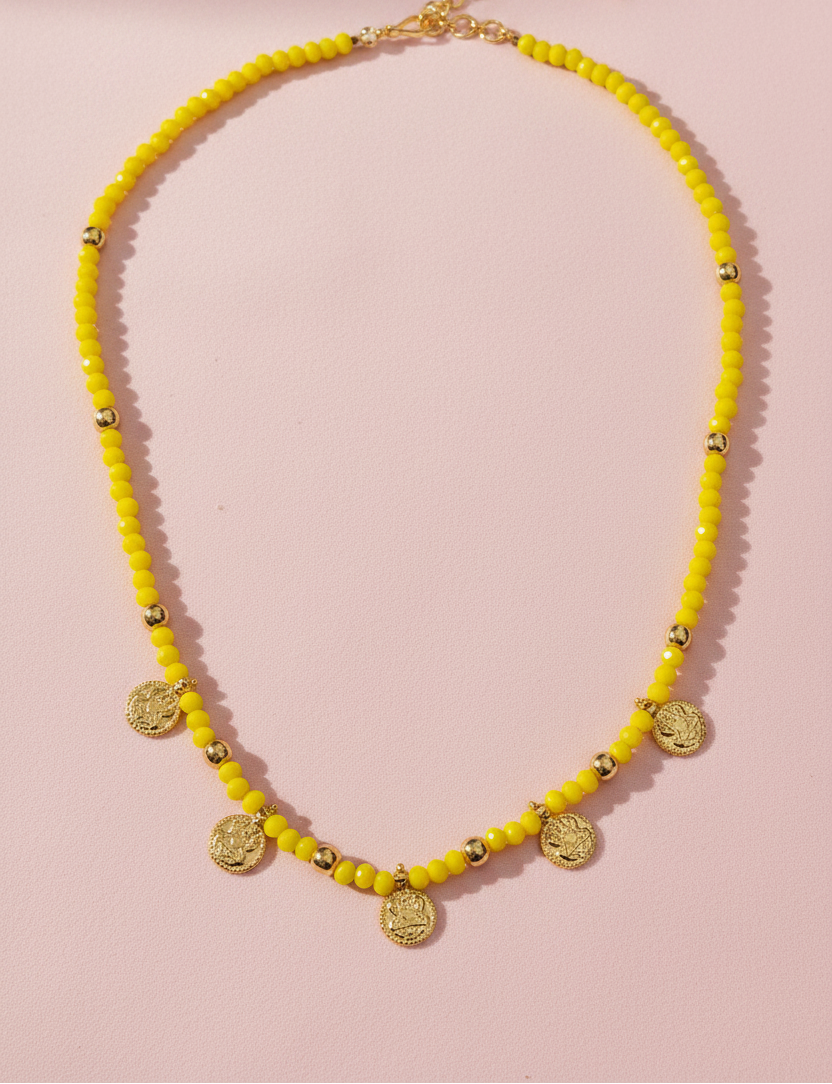 Yellow Crystal Lakshmi Coin