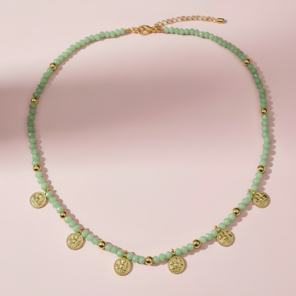 pastel green Crystal Lakshmi Coin