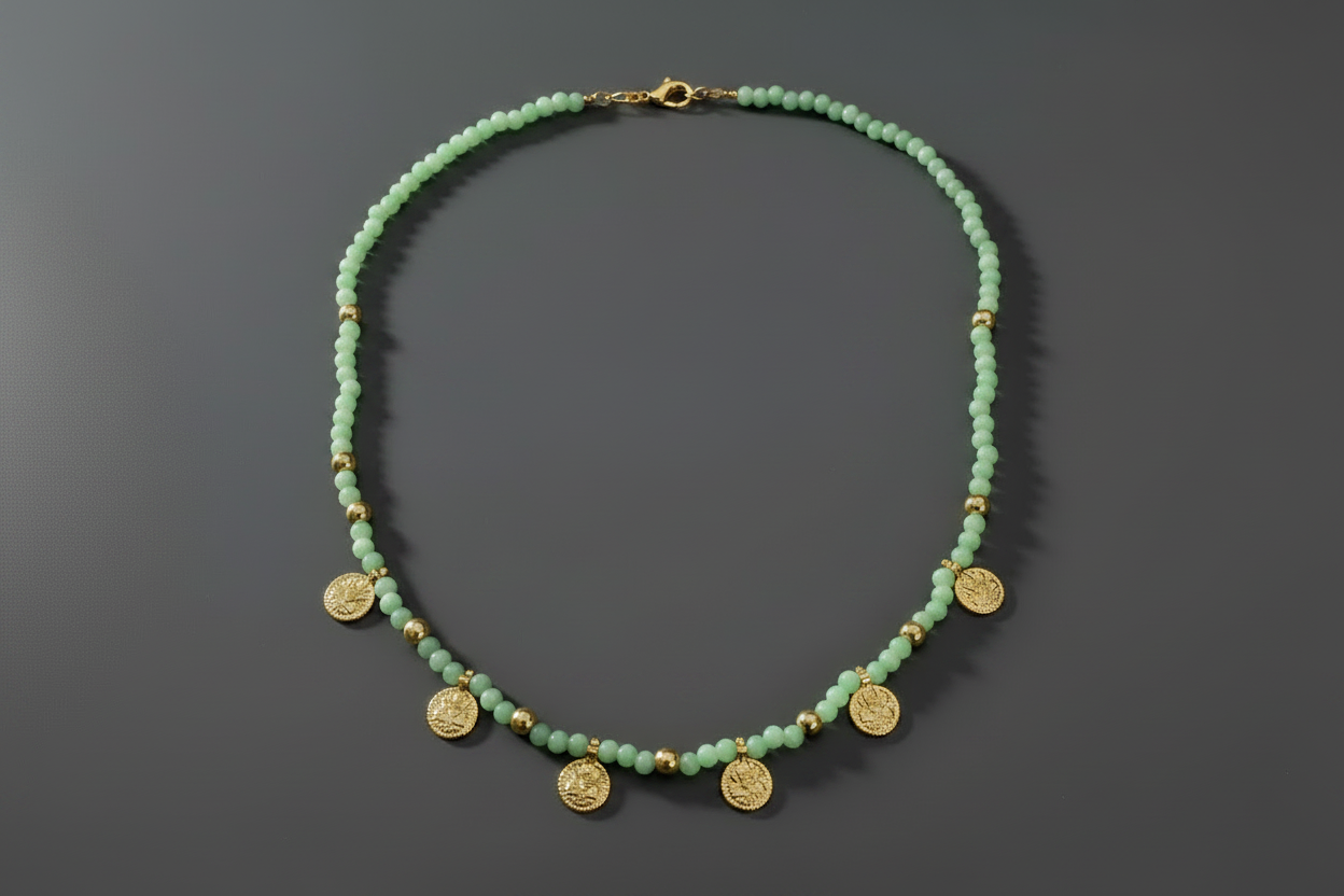 Pastel green Crystal Lakshmi Coin