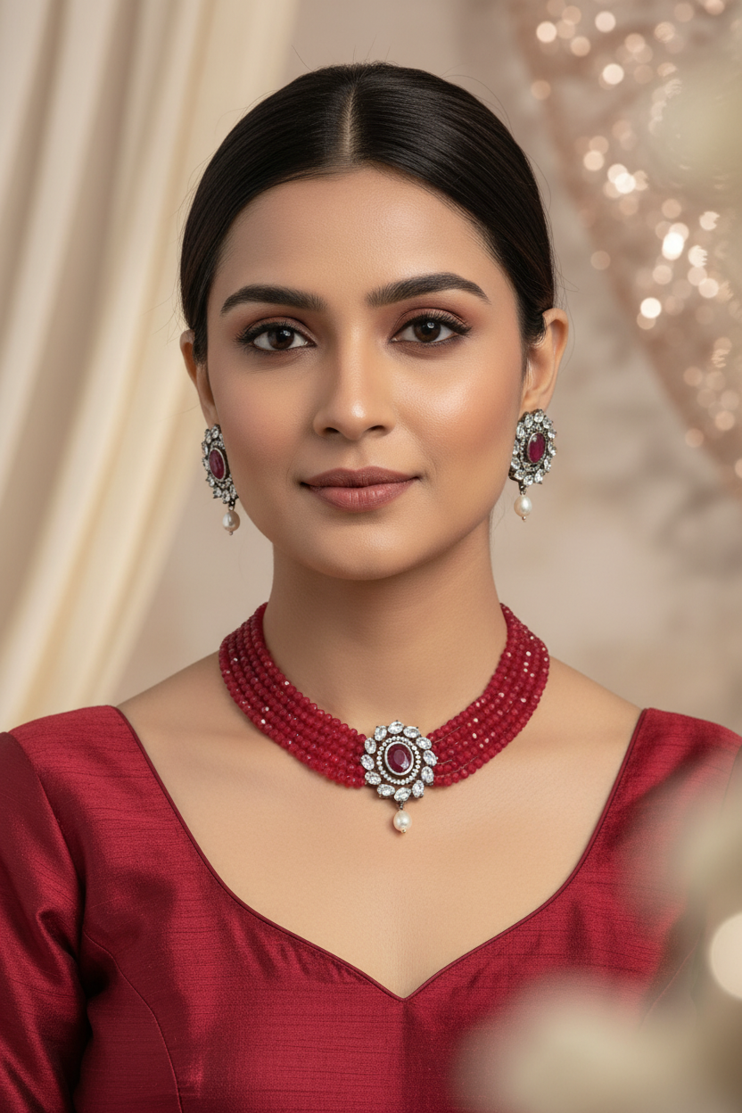 Crystal Red Oxidised Choker