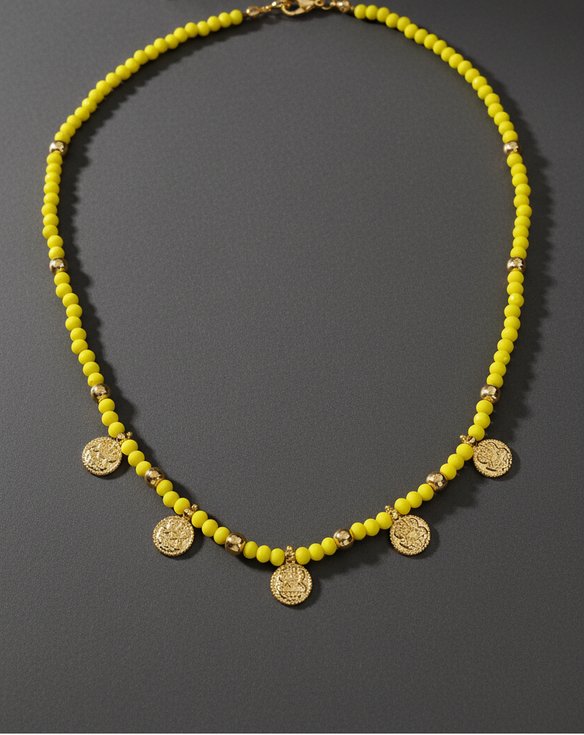 Yellow Crystal Lakshmi Coin