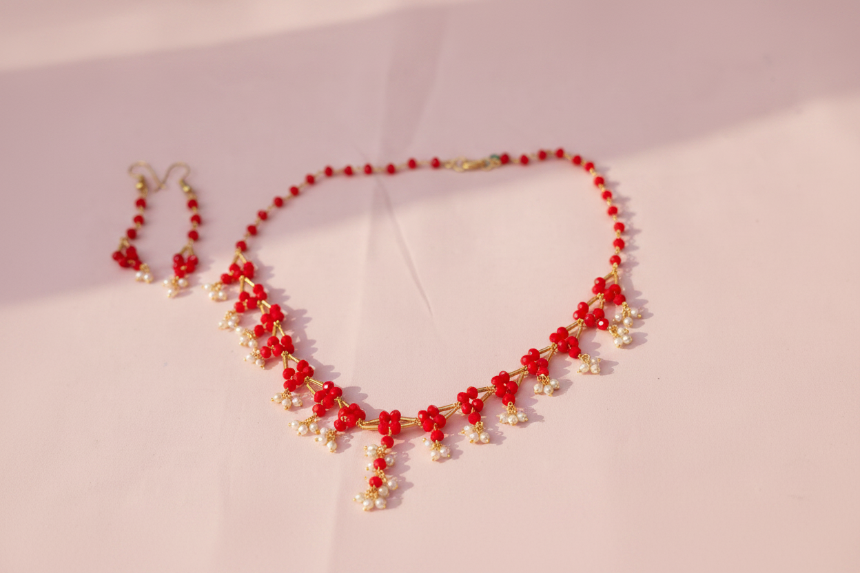 Crystal beads chain Red