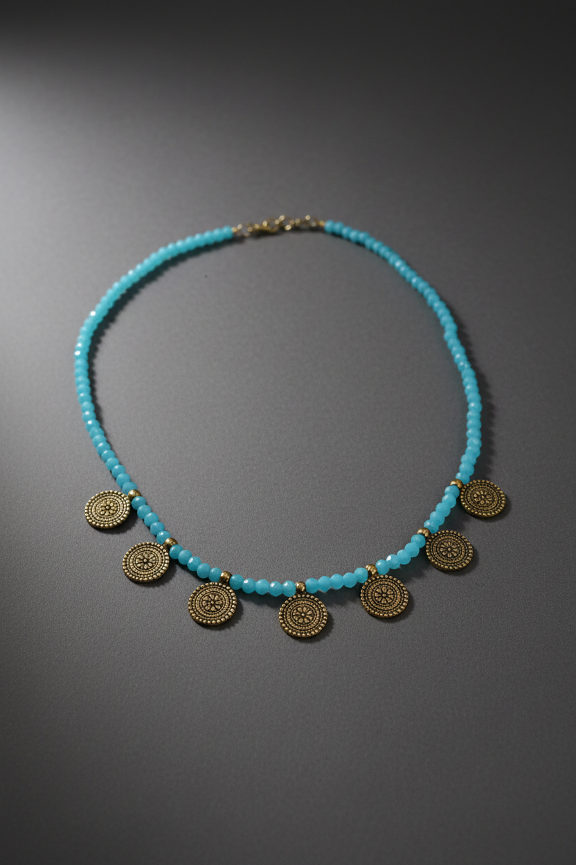 Crystal coin chain blue 