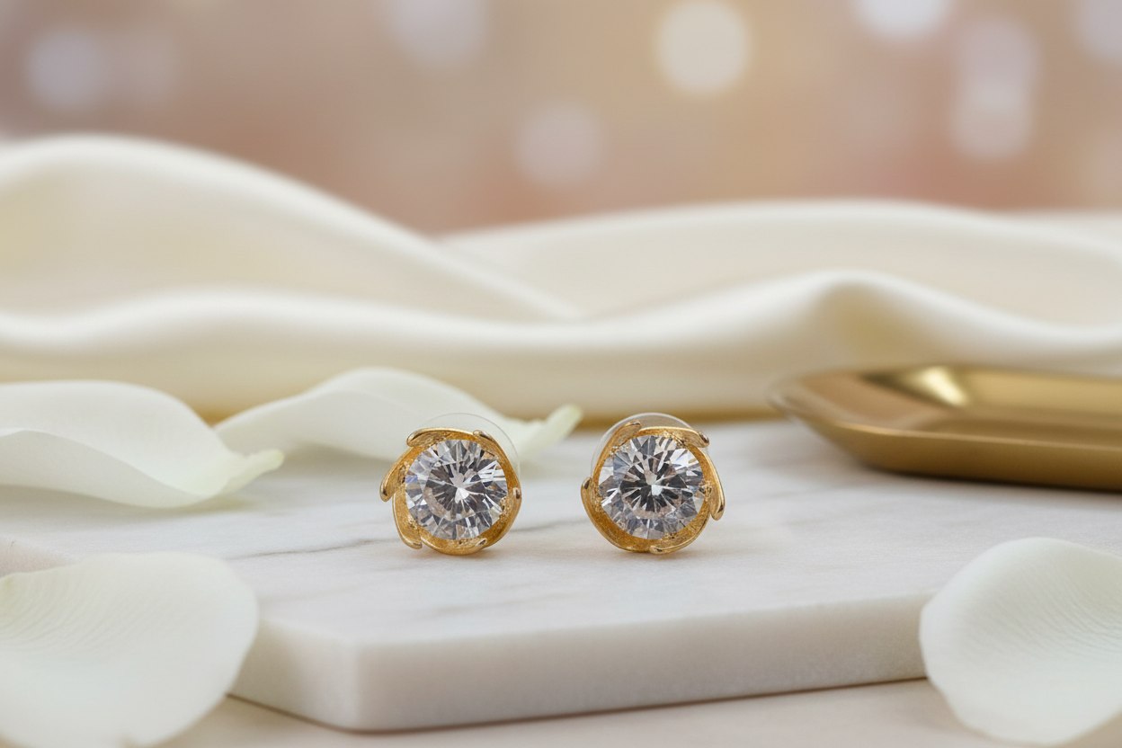 Cubic Zirconia Gold Stud 
