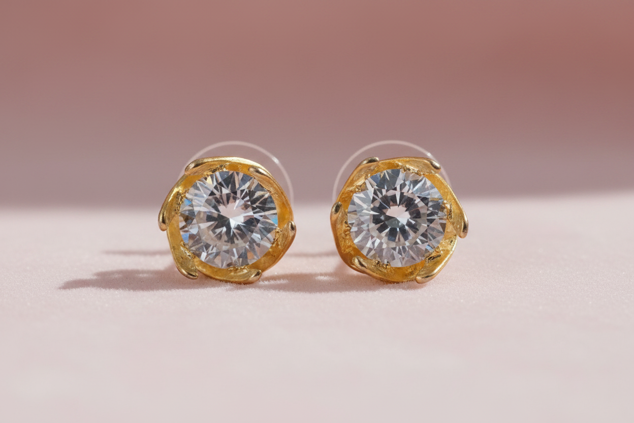 Cubic Zirconia Gold Stud 