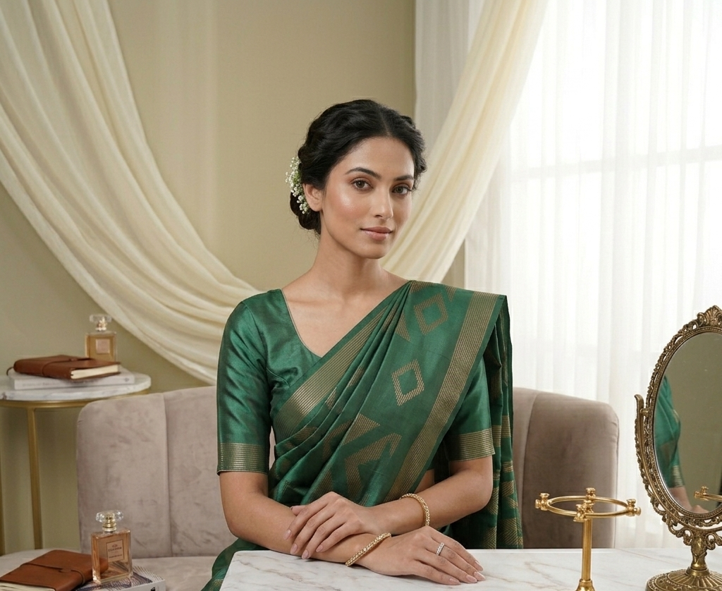 Dark Green Weave Saree