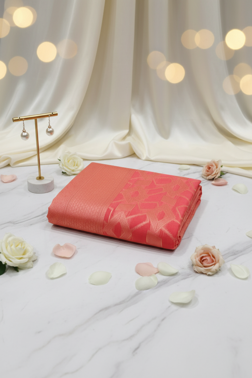 Dark Peach Tissue Saree 
