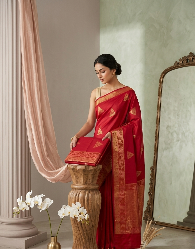 Dark Red Weave Saree