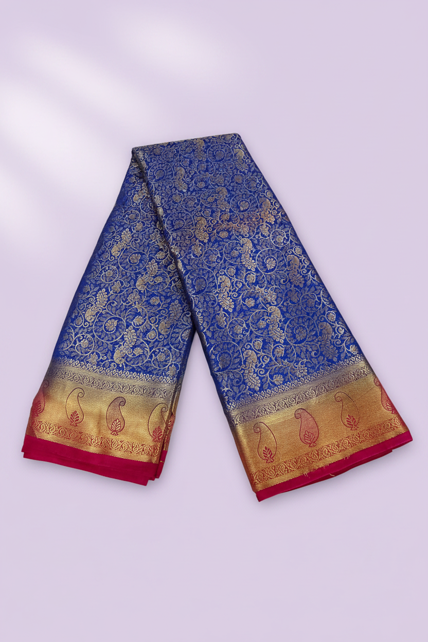 Dark blue Banarasi saree 