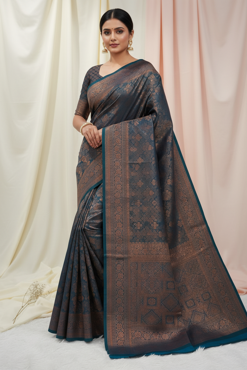 Blue Drape Magic Saree