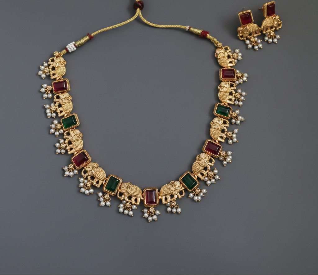 Multi Elephant Kemp Necklace
