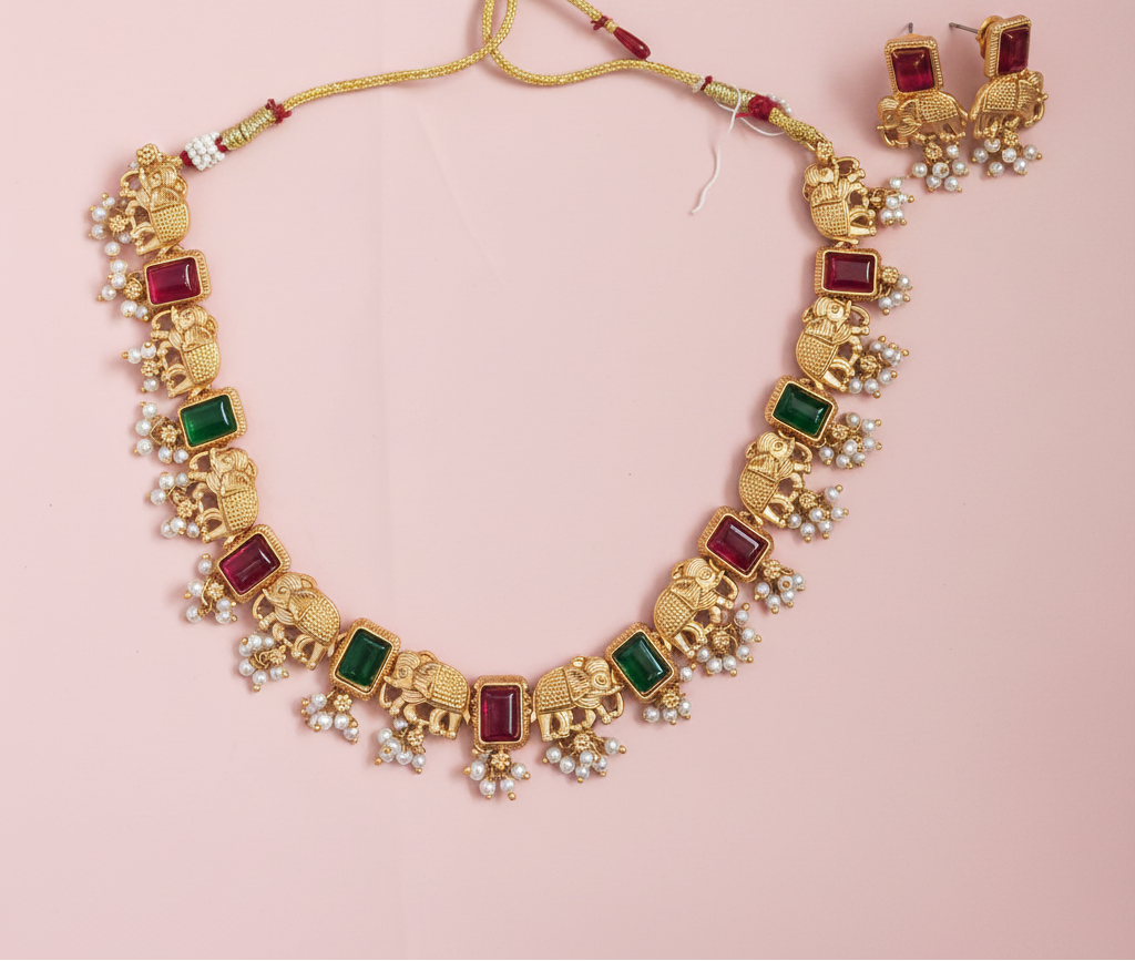 Multi Elephant Kemp Necklace