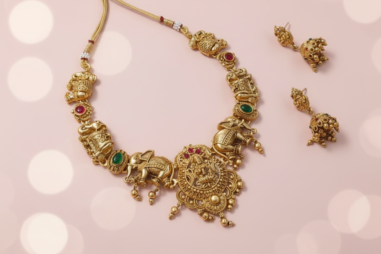 Elephant temple necklace