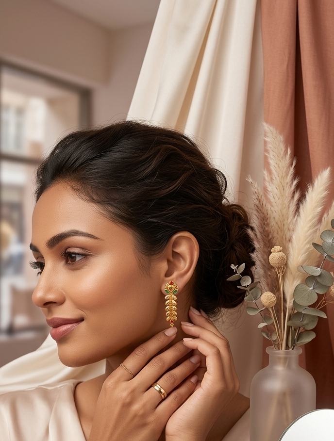 Floral-Leaf-Drops-Earrings