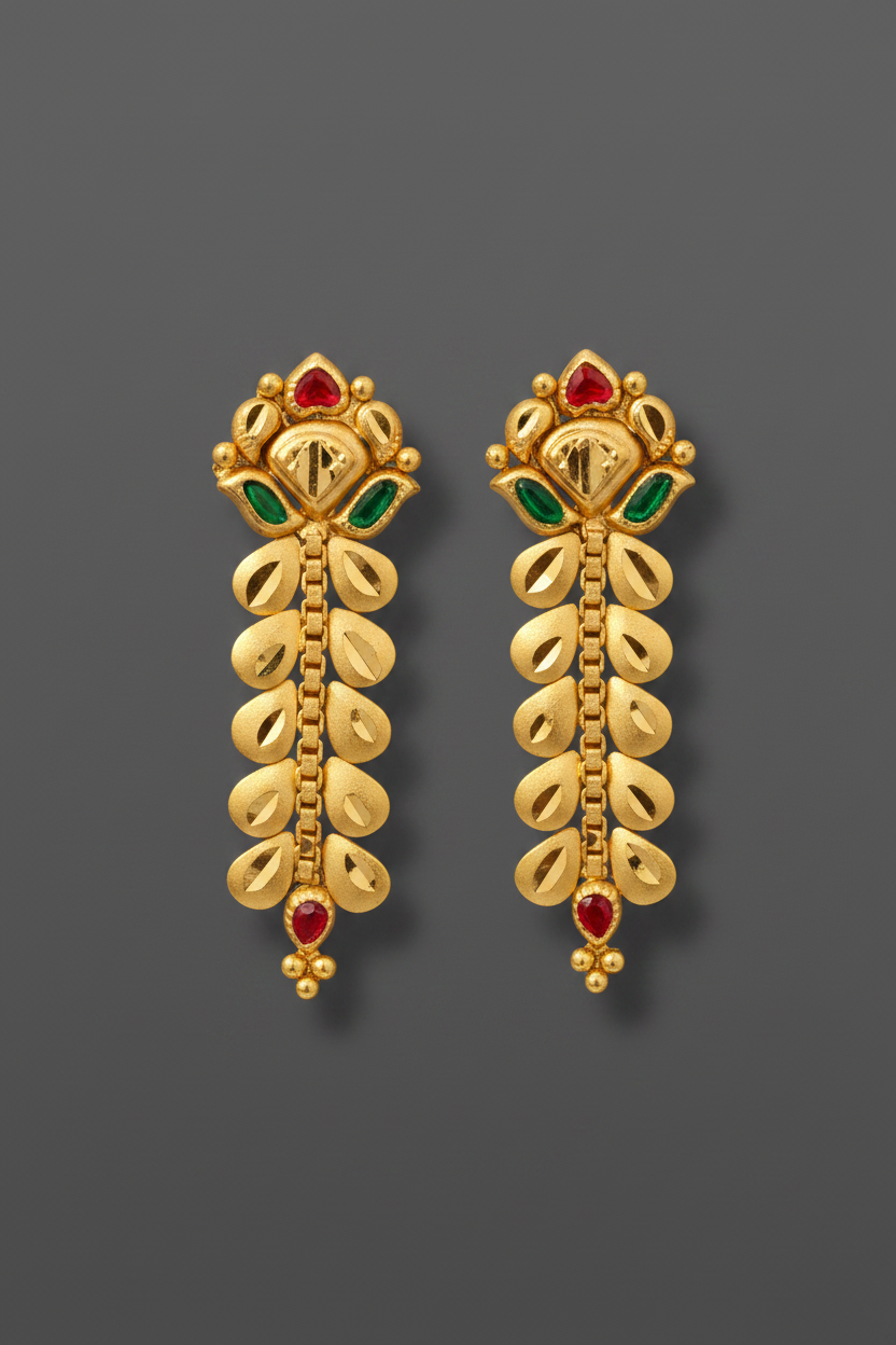 Floral-Leaf-Drops-Earrings