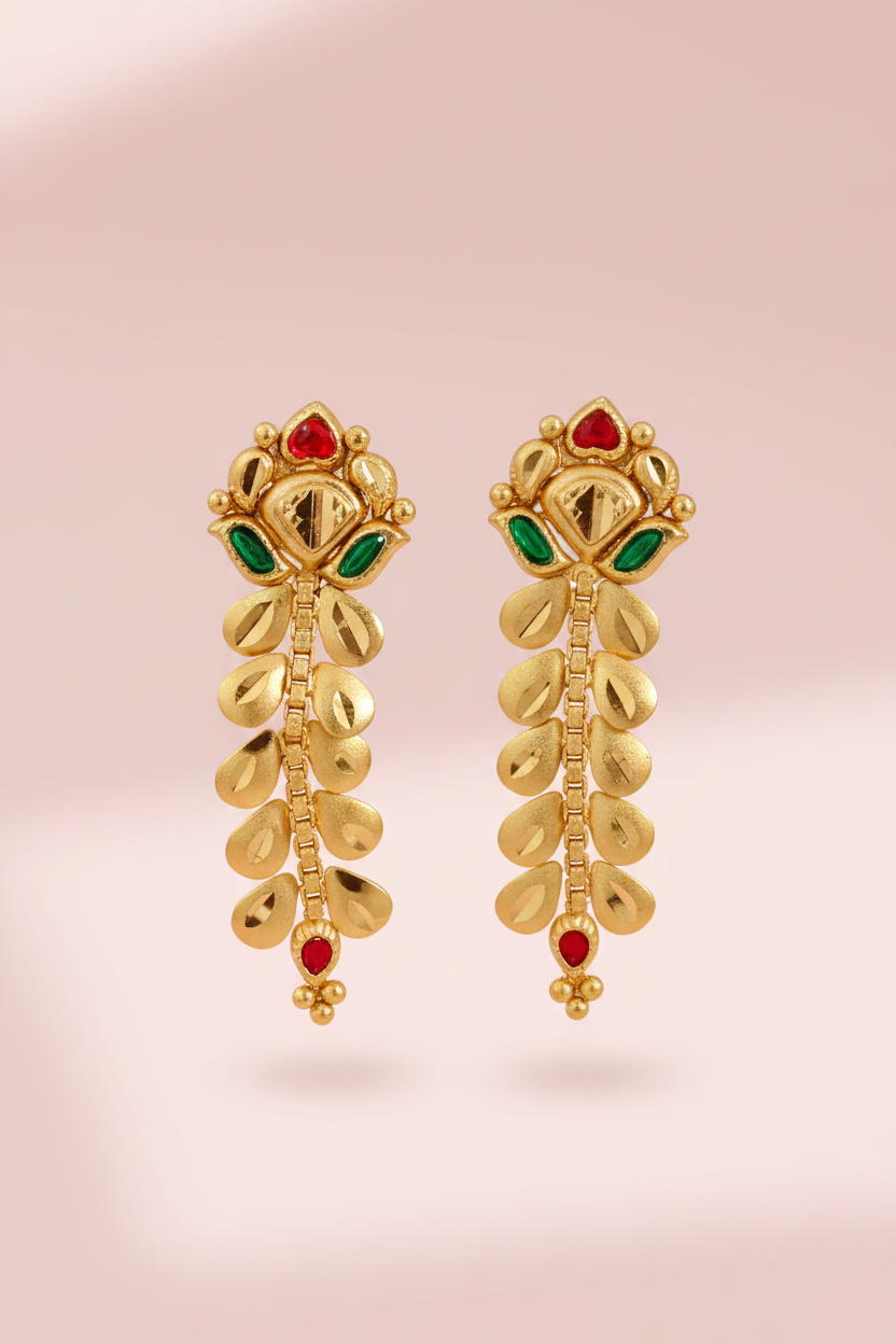 Floral-Leaf-Drops-Earrings
