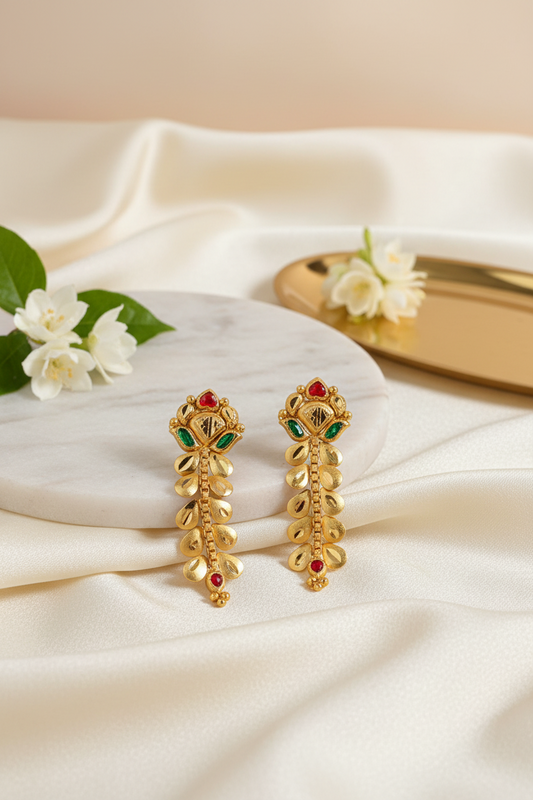 Floral-Leaf-Drops-Earrings
