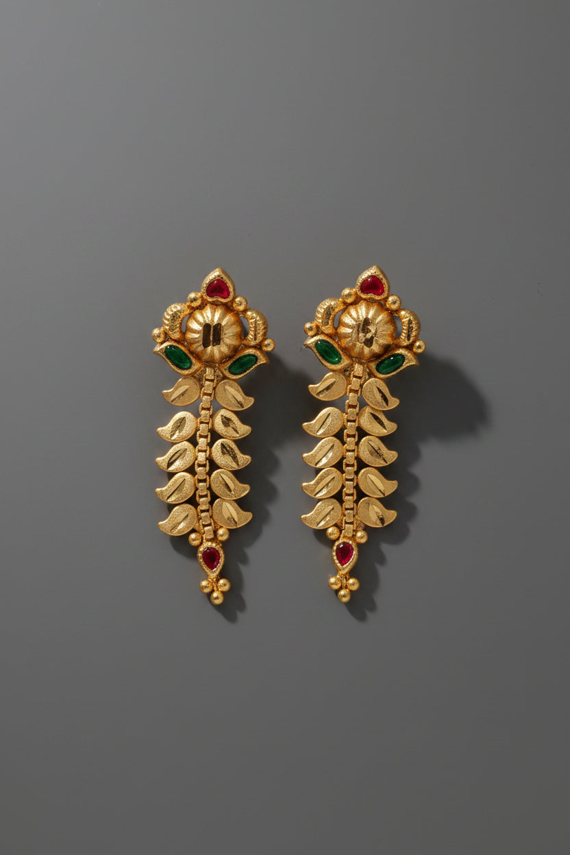 Floral-Mango-Leaf-Drops-Earrings