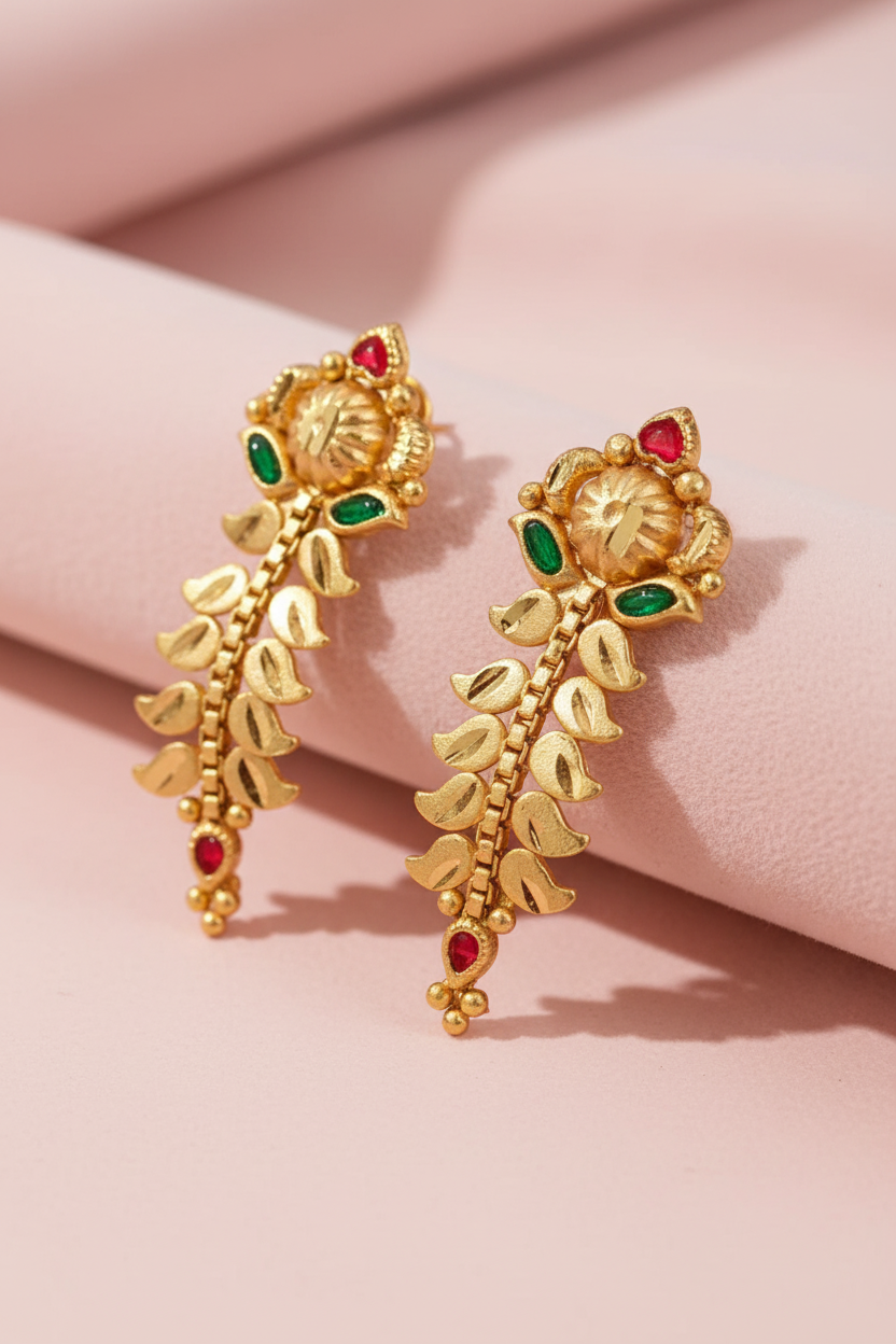 Floral-Mango-Leaf-Drops-Earrings