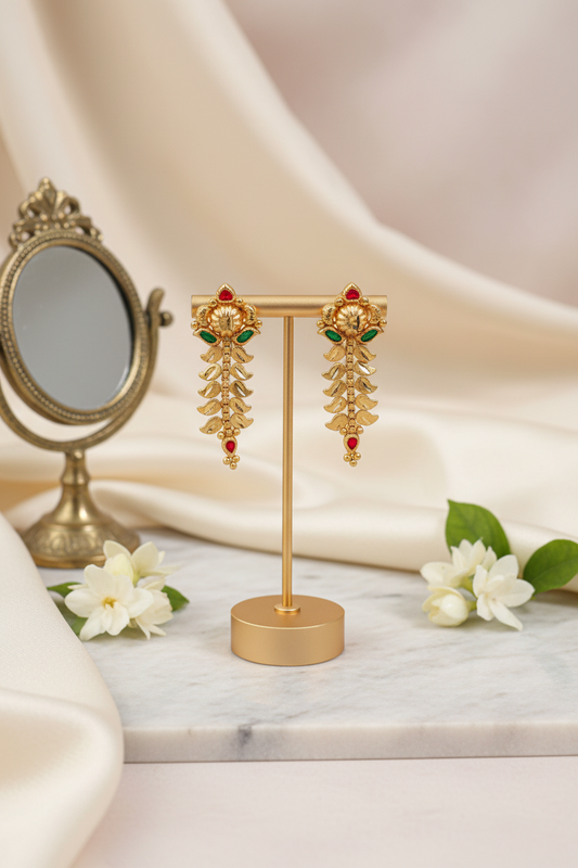 Floral-Mango-Leaf-Drops-Earrings
