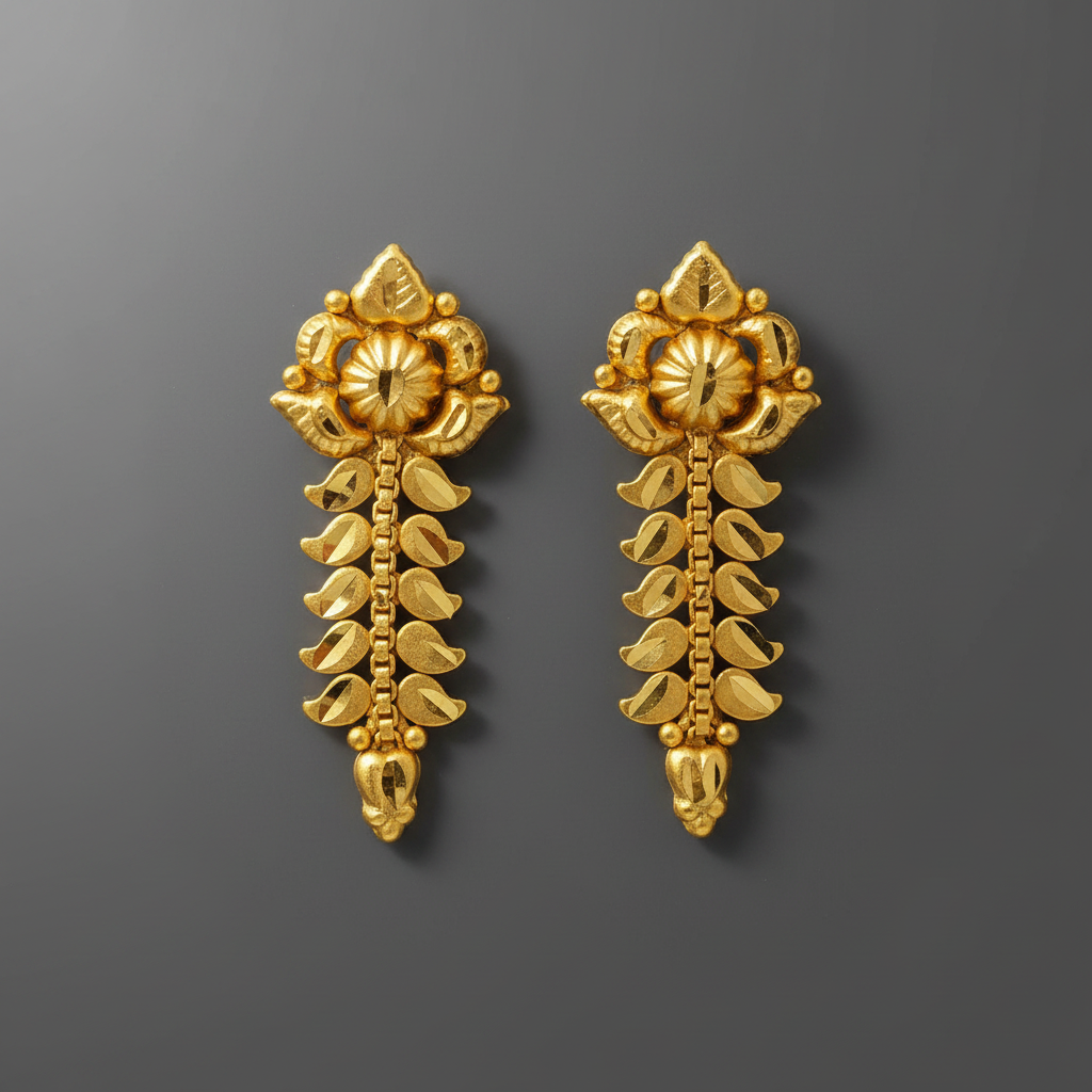 Floral Leaf Drop Earrings