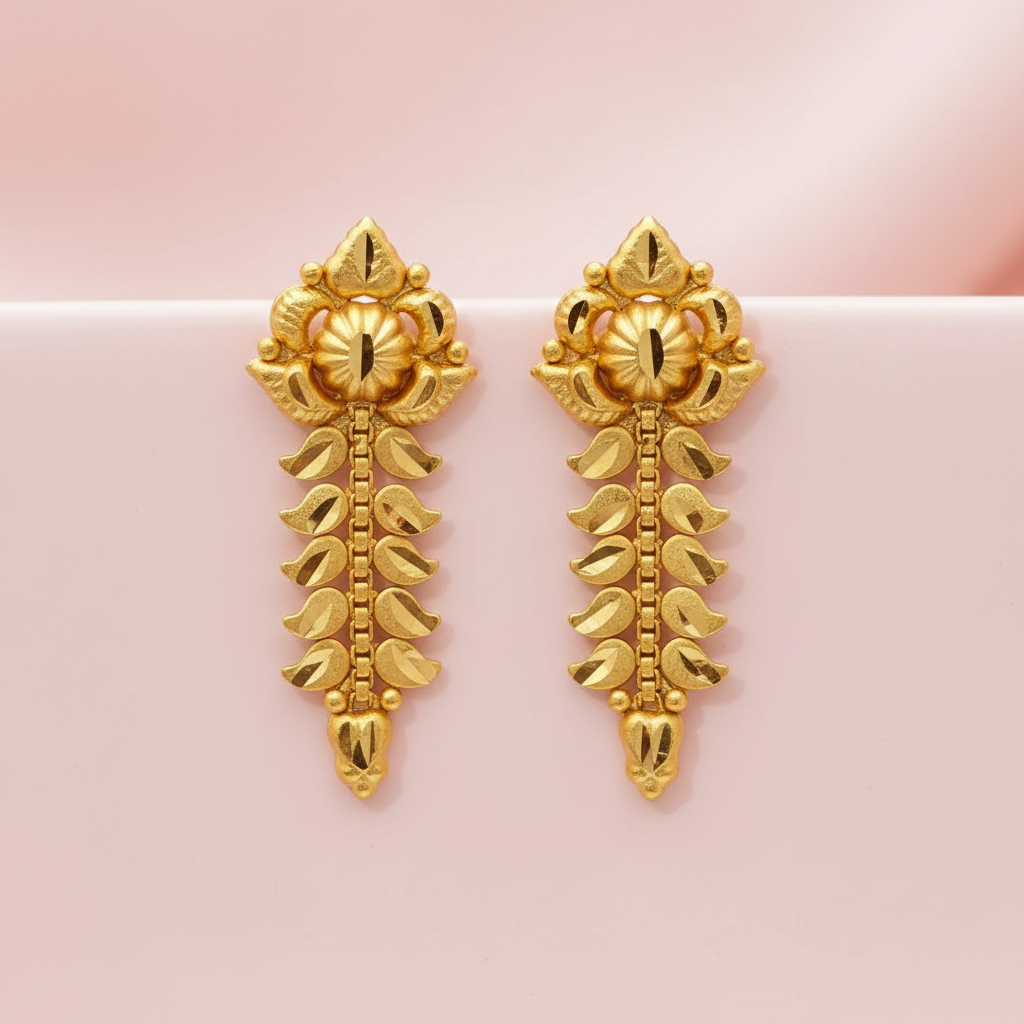 Floral Leaf Drop Earrings