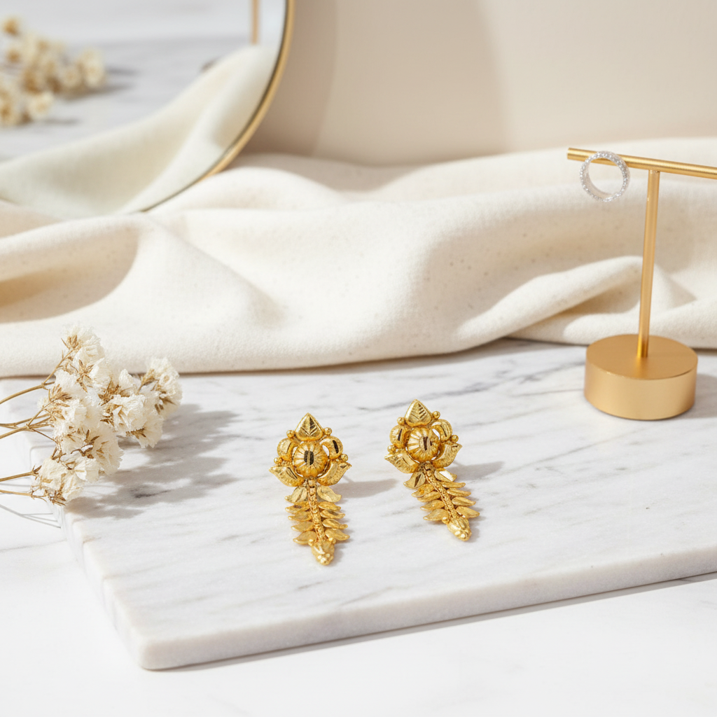 Floral Leaf Drop Earrings