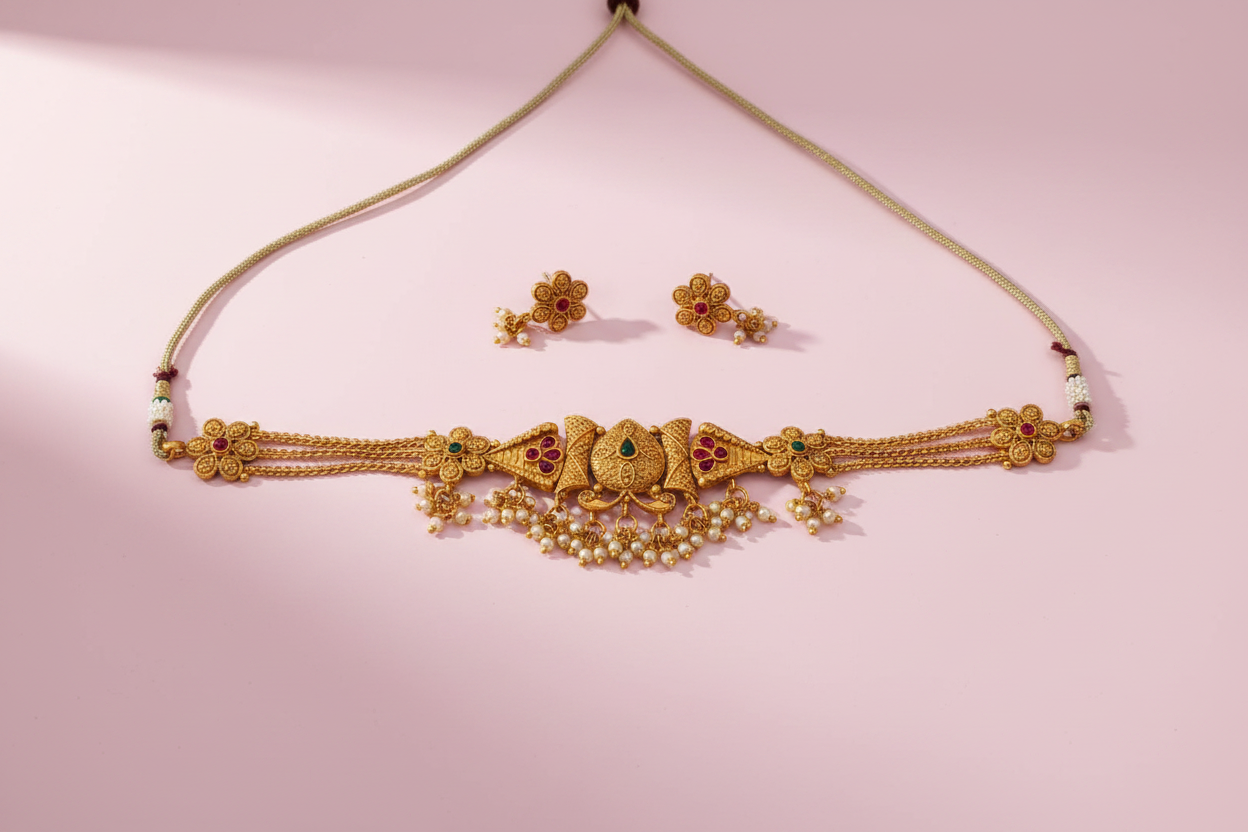 Floral Multi Choker Matte